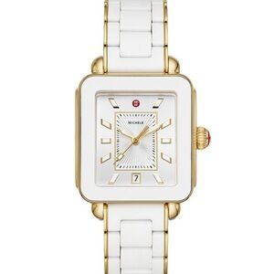 Michele Deco Sport Gold and White Silicone Wrapped Bracelet MWW06K000016